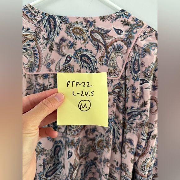 NWT J. Jill Long Sleeve V-neck Blouse Floral Paisley Pink Blue Boho Size M - Picture 6 of 7